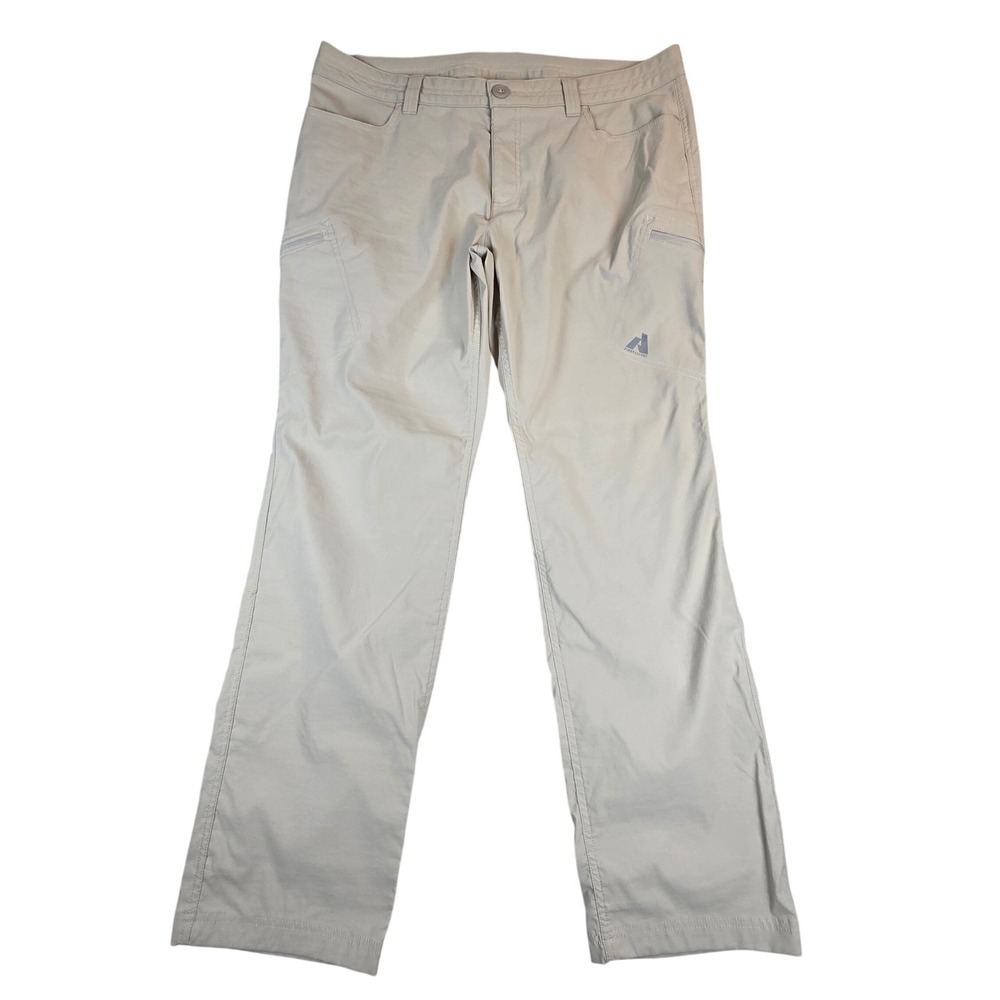 Eddie Bauer First Ascent Hiking Pants Womens 16 Tan Nylon Stretch Straight Leg